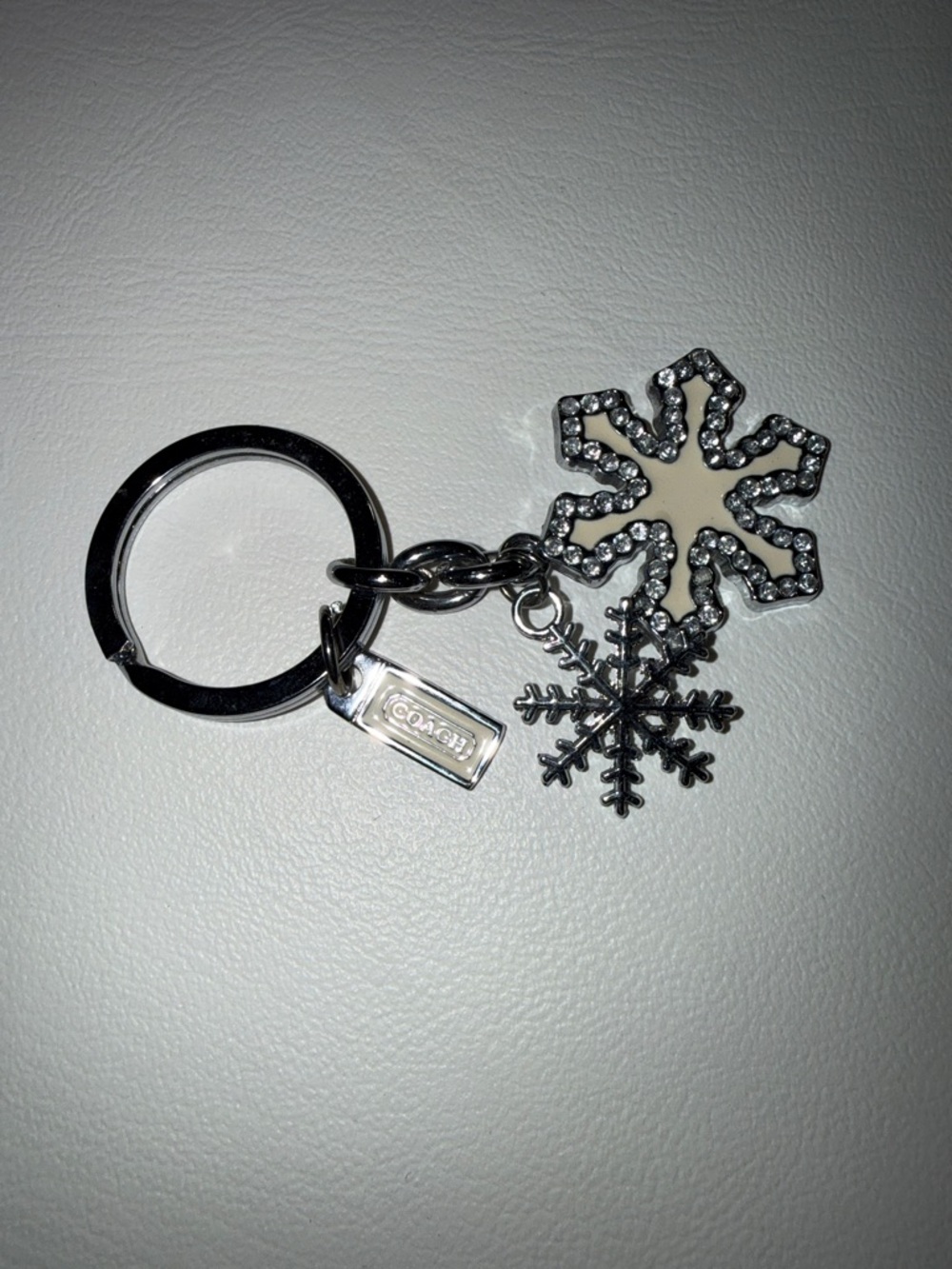 Coach Silver Snowflake Key Charm Keyring